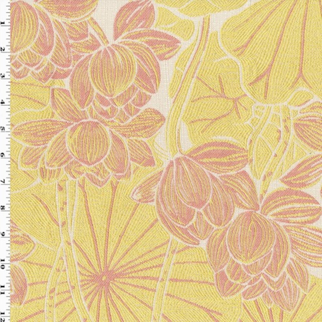 Yellow/Pink/Multi Large Floral Jacquard Home Decorating Fabric By the Yard